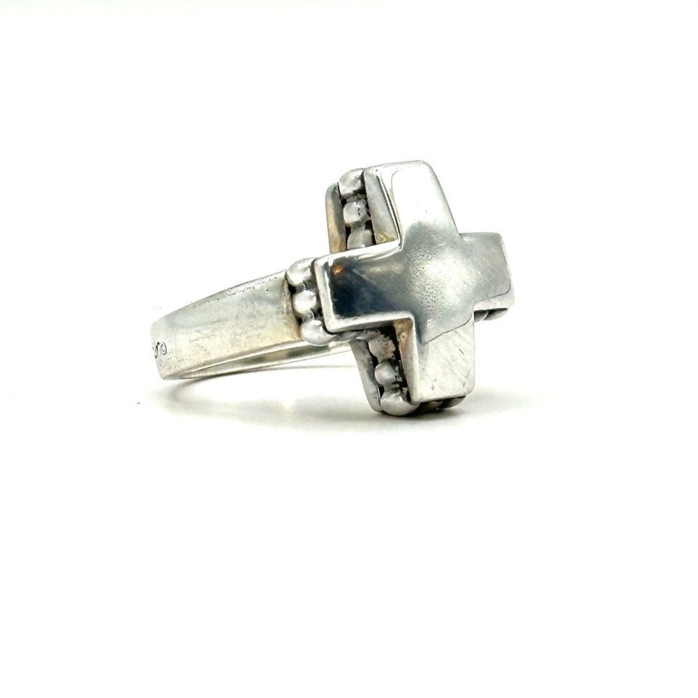 Lagos Vintage Caviar Sterling Silver Cross Ring Size 7 - Picture 3 of 10